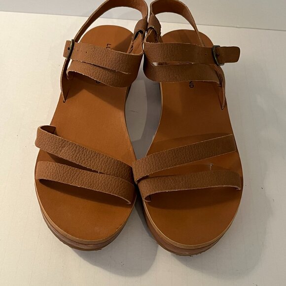 LUCKY BRAND Brown Leather "Hecilia" Ankle Strap Wedge Sandals Women's Size 8.5M - Picture 4 of 12